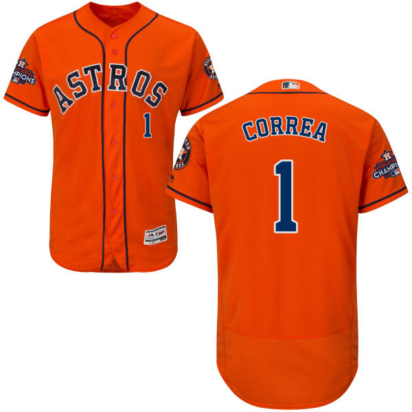 Astros #1 Carlos Correa Orange Flexbase Authentic Collection World Series Champions Stitched MLB Jersey